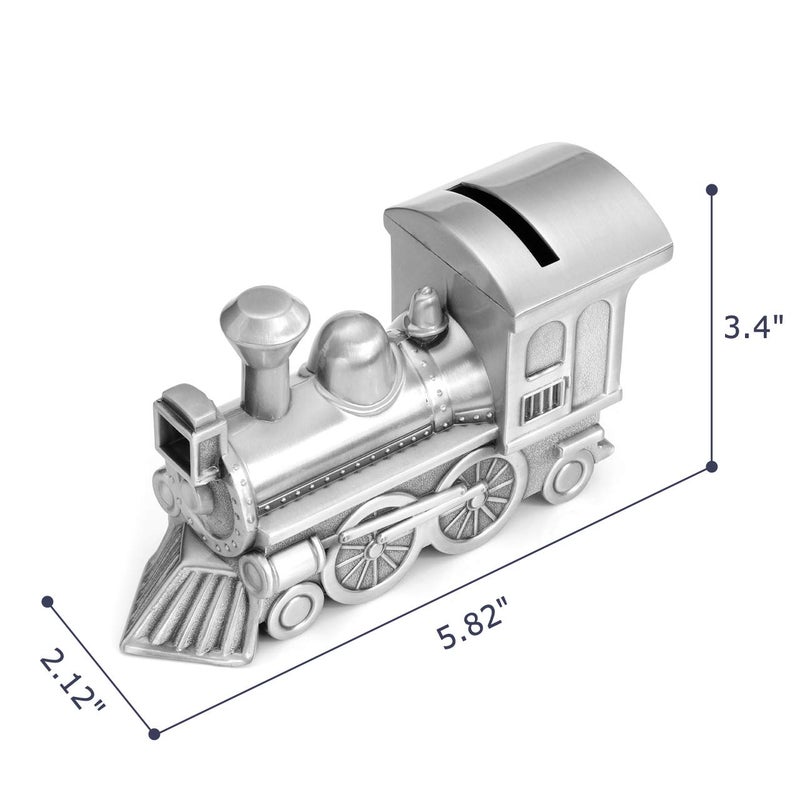 Mogoko Metal Money Bank, Cute Train Piggy Bank Silver Penny Coin Saving Box for Children - Image 4